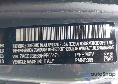 2017 Jeep Renegade Latitude 4X4 from USA, damaged, VIN ZACCJBBB9HPF65471